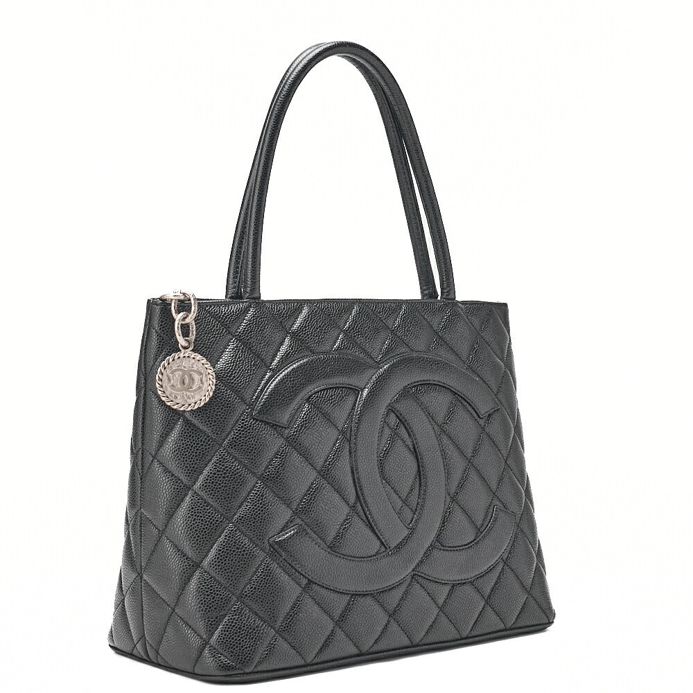 CHANEL Matelasse Reissue Tote Caviar Skin Black Silver-Tone Hardware, Pre-Owned