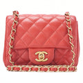 CHANEL Chain Shoulder Bag Minimat Telass? 17cm Caviar Skin Red Gold-Tone Hardware, Pre-Owned
