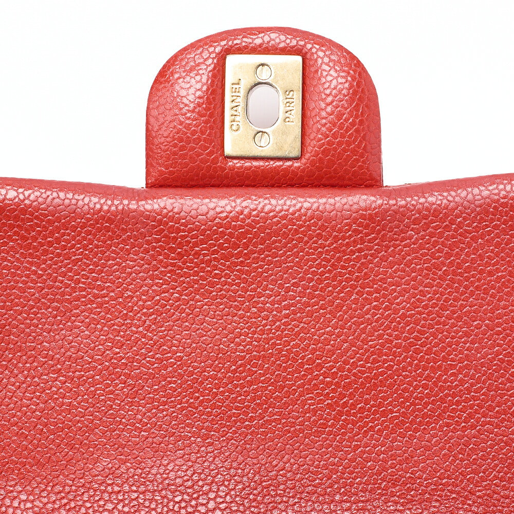 CHANEL Chain Shoulder Bag Minimat Telass? 17cm Caviar Skin Red Gold-Tone Hardware, Pre-Owned