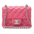 CHANEL Chain Shoulder Bag Minima Telass? 17cm Lambskin Pink Silver-Tone Hardware, Pre-Owned