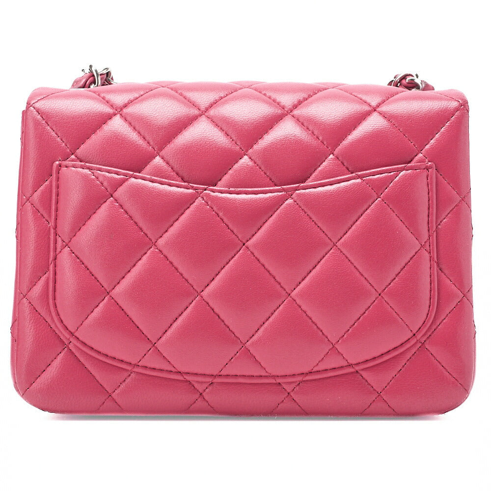 CHANEL Chain Shoulder Bag Minima Telass? 17cm Lambskin Pink Silver-Tone Hardware, Pre-Owned