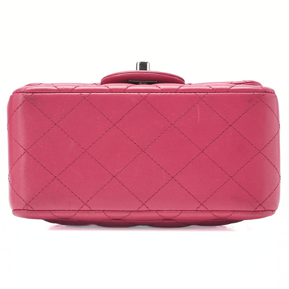 CHANEL Chain Shoulder Bag Minima Telass? 17cm Lambskin Pink Silver-Tone Hardware, Pre-Owned
