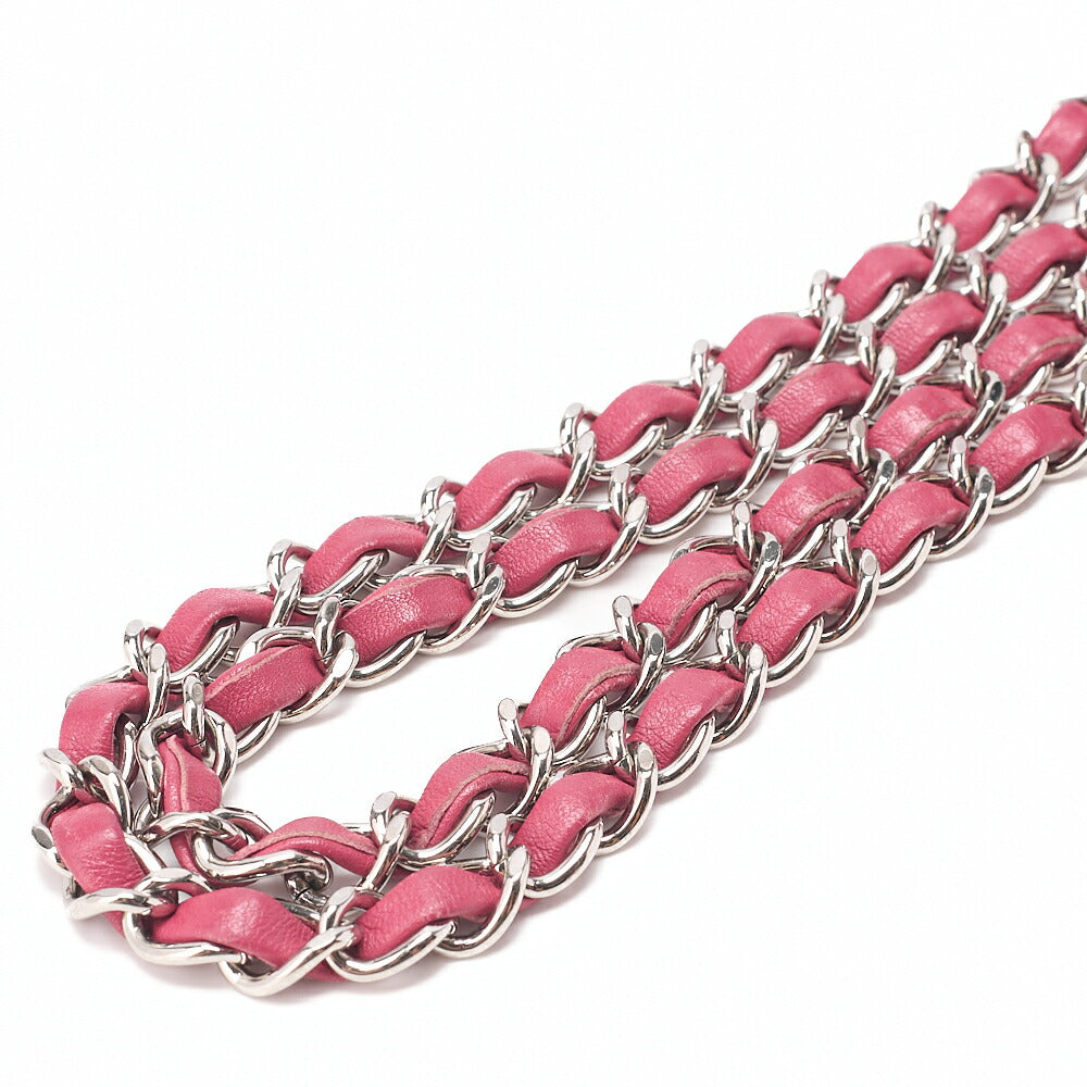 CHANEL Chain Shoulder Bag Minima Telass? 17cm Lambskin Pink Silver-Tone Hardware, Pre-Owned