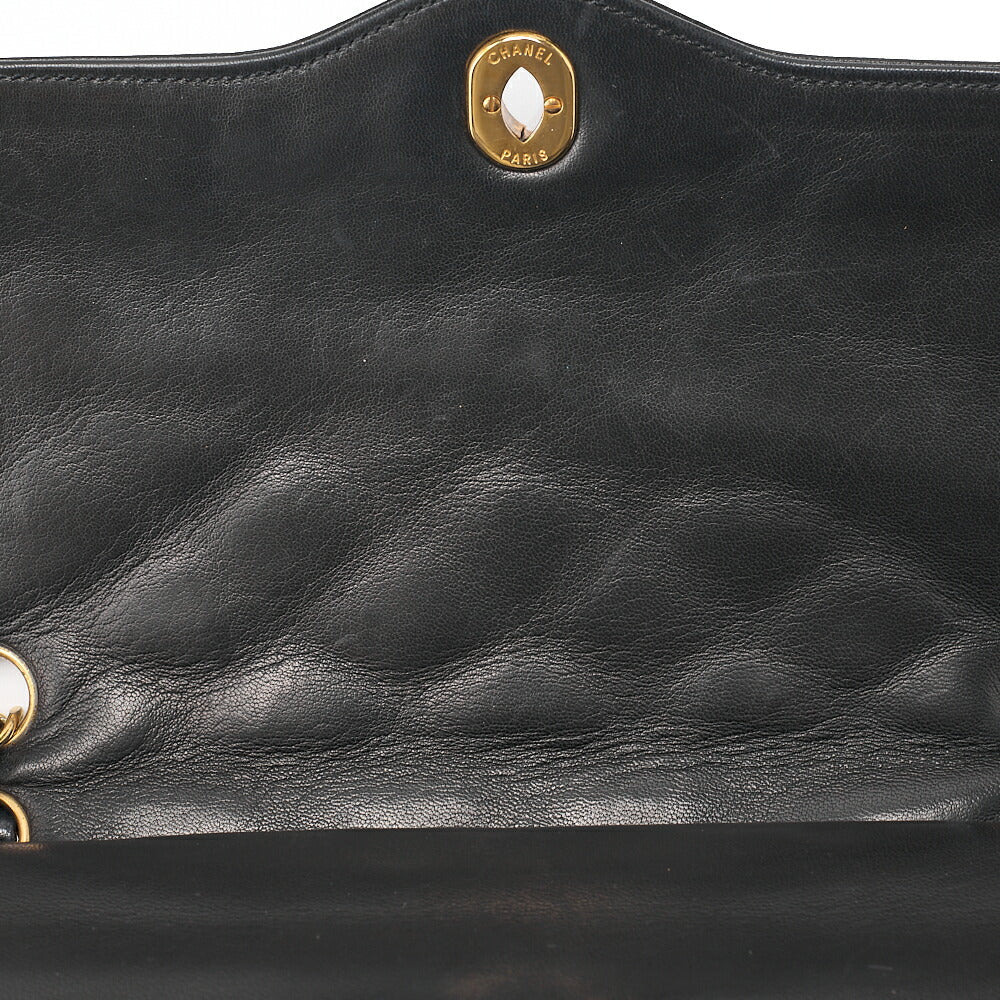 CHANEL Lambskin Matelasse 26cm Paris Limited Double Flap Shoulder Bag Black Gold-Tone Hardware, Pre-Owned