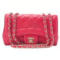 CHANEL Lambskin Matelasse Single Flap Chain Shoulder Red Gold-Tone Hardware, Pre-Owned