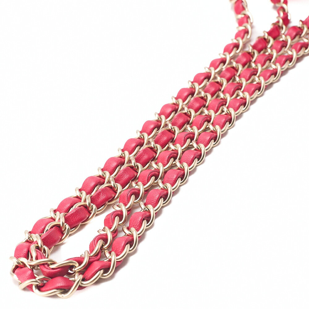 CHANEL Lambskin Matelasse Single Flap Chain Shoulder Red Gold-Tone Hardware, Pre-Owned