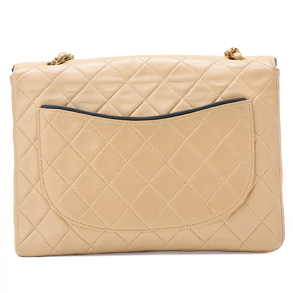 CHANEL Matelasse Single Plap Chain Shoulder Beige x Black Gold-Tone Hardware, Pre-Owned