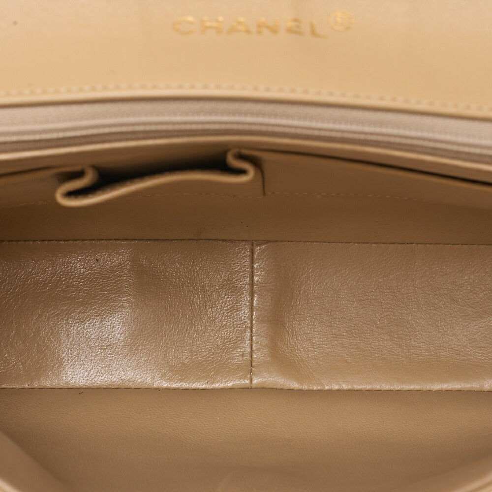 CHANEL Matelasse Single Plap Chain Shoulder Beige x Black Gold-Tone Hardware, Pre-Owned