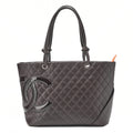 CHANEL Cambonline Calf Leather x Enamel Large Tote Bag Brown x Black Silver-Tone Hardware, Pre-Owned