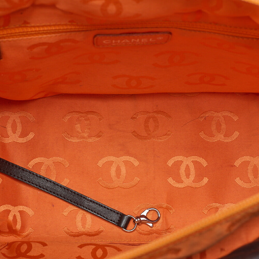 CHANEL Cambonline Calf Leather x Enamel Large Tote Bag Brown x Black Silver-Tone Hardware, Pre-Owned