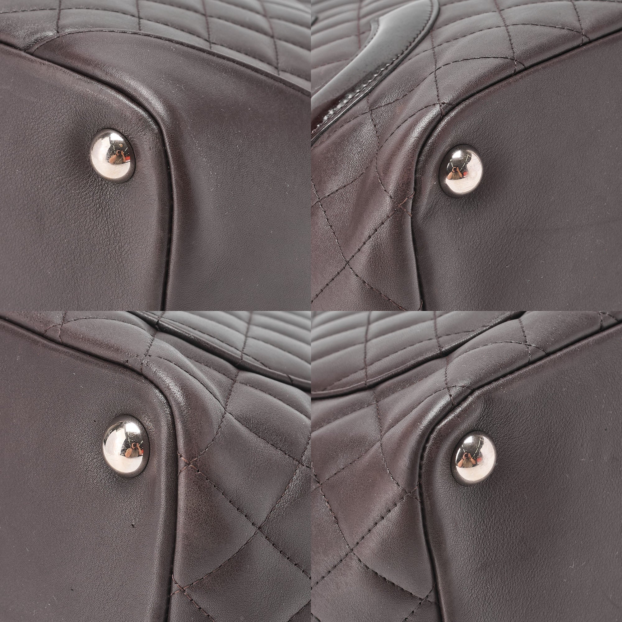 CHANEL Cambonline Calf Leather x Enamel Large Tote Bag Brown x Black Silver-Tone Hardware, Pre-Owned