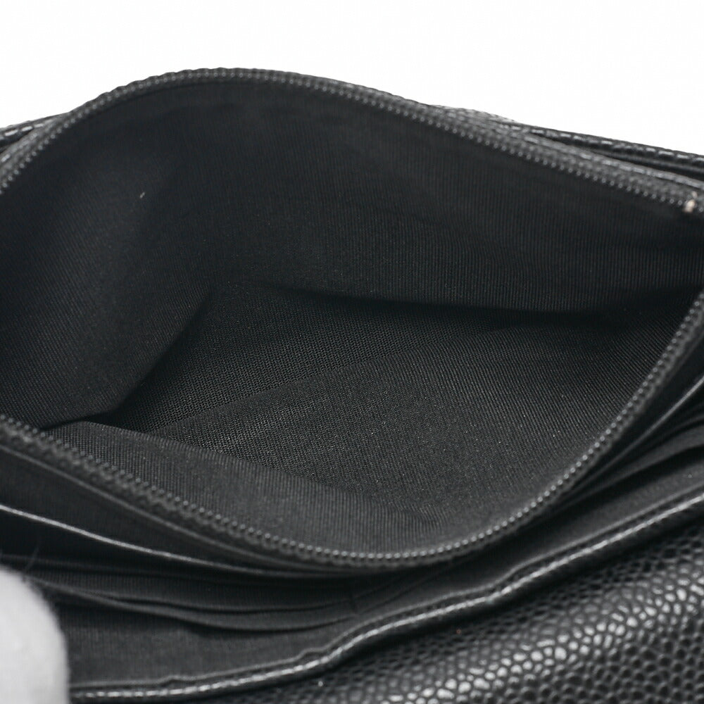 CHANEL Caviar Skin Coco Mark Half Moon Chain Wallet Black Silver-Tone Hardware, Pre-Owned