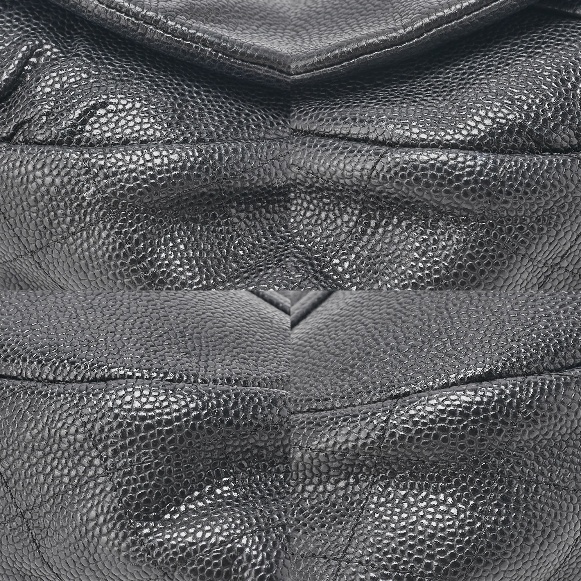 CHANEL Caviar Skin Coco Mark Half Moon Chain Wallet Black Silver-Tone Hardware, Pre-Owned