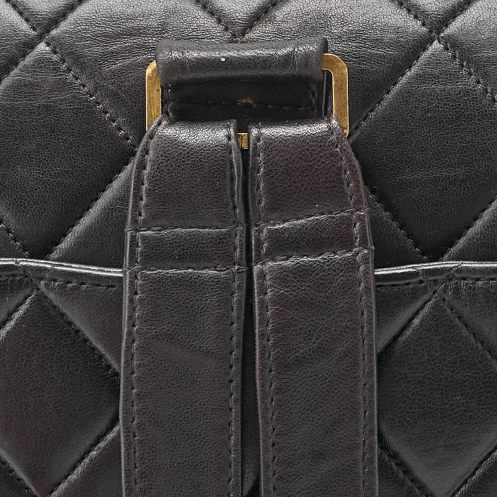 CHANEL Lambskin Matelasse Turn Lock Chain Backpack Black Gold-Tone Hardware, Pre-Owned