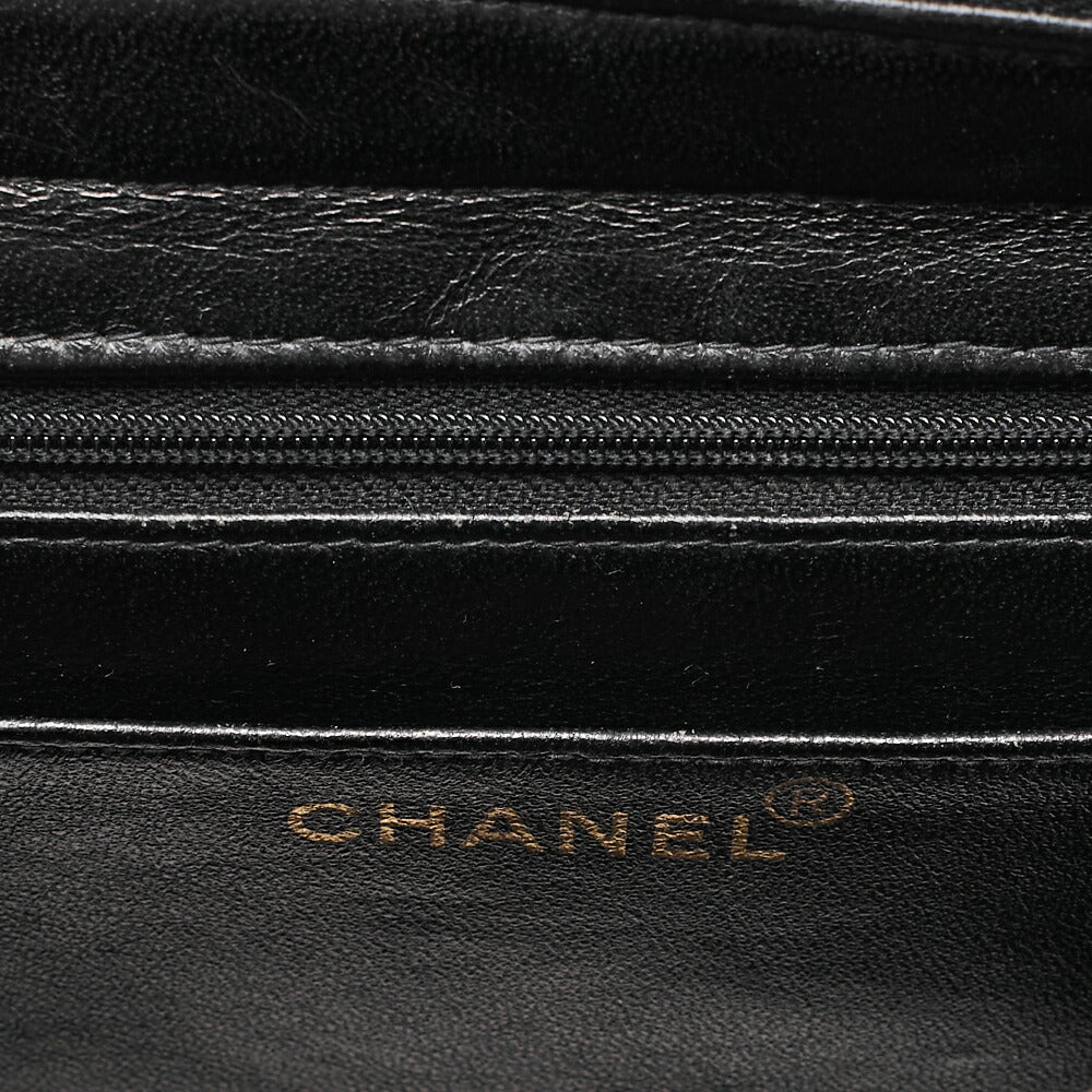 CHANEL Lambskin Matelasse Turn Lock Chain Backpack Black Gold-Tone Hardware, Pre-Owned