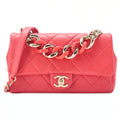 CHANEL Lambskin Matelasse 2WAY Chain Shoulder Red Gold-Tone Hardware, Pre-Owned