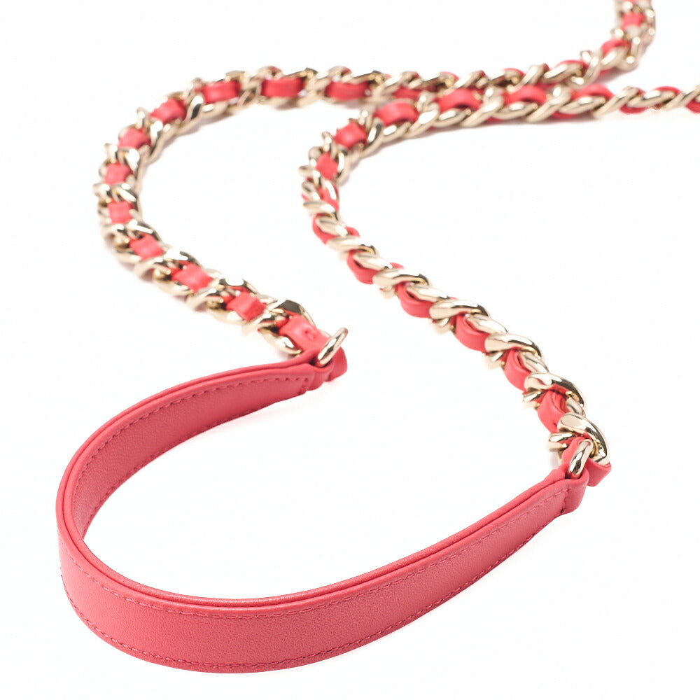 CHANEL Lambskin Matelasse 2WAY Chain Shoulder Red Gold-Tone Hardware, Pre-Owned