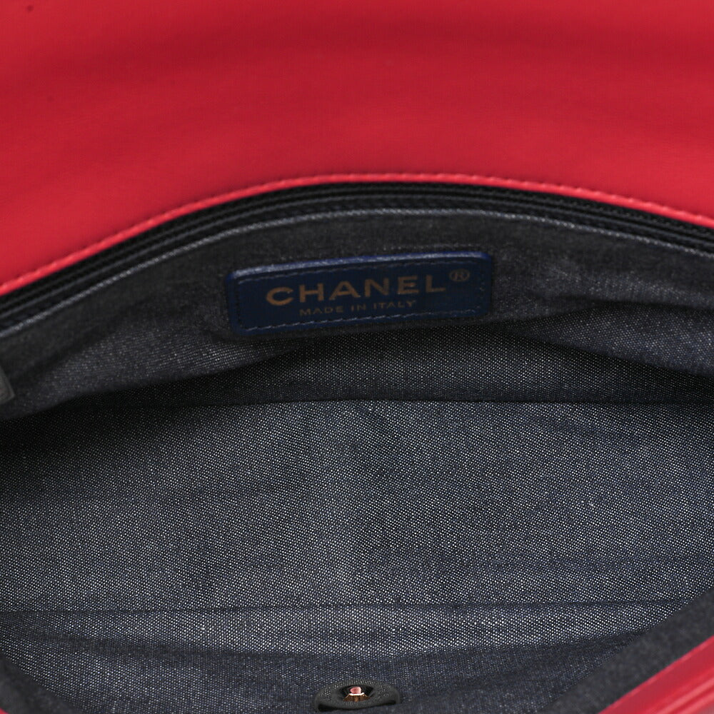 CHANEL Lambskin Matelasse 2WAY Chain Shoulder Red Gold-Tone Hardware, Pre-Owned