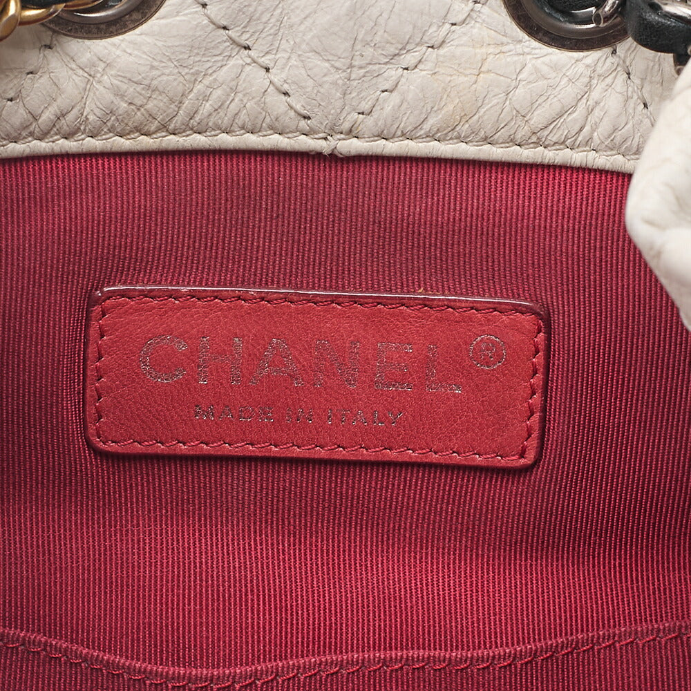 CHANEL Vintage Calf Matelasse Chain Backpack Black x White Gold x Silver-Tone Hardware, Pre-Owned