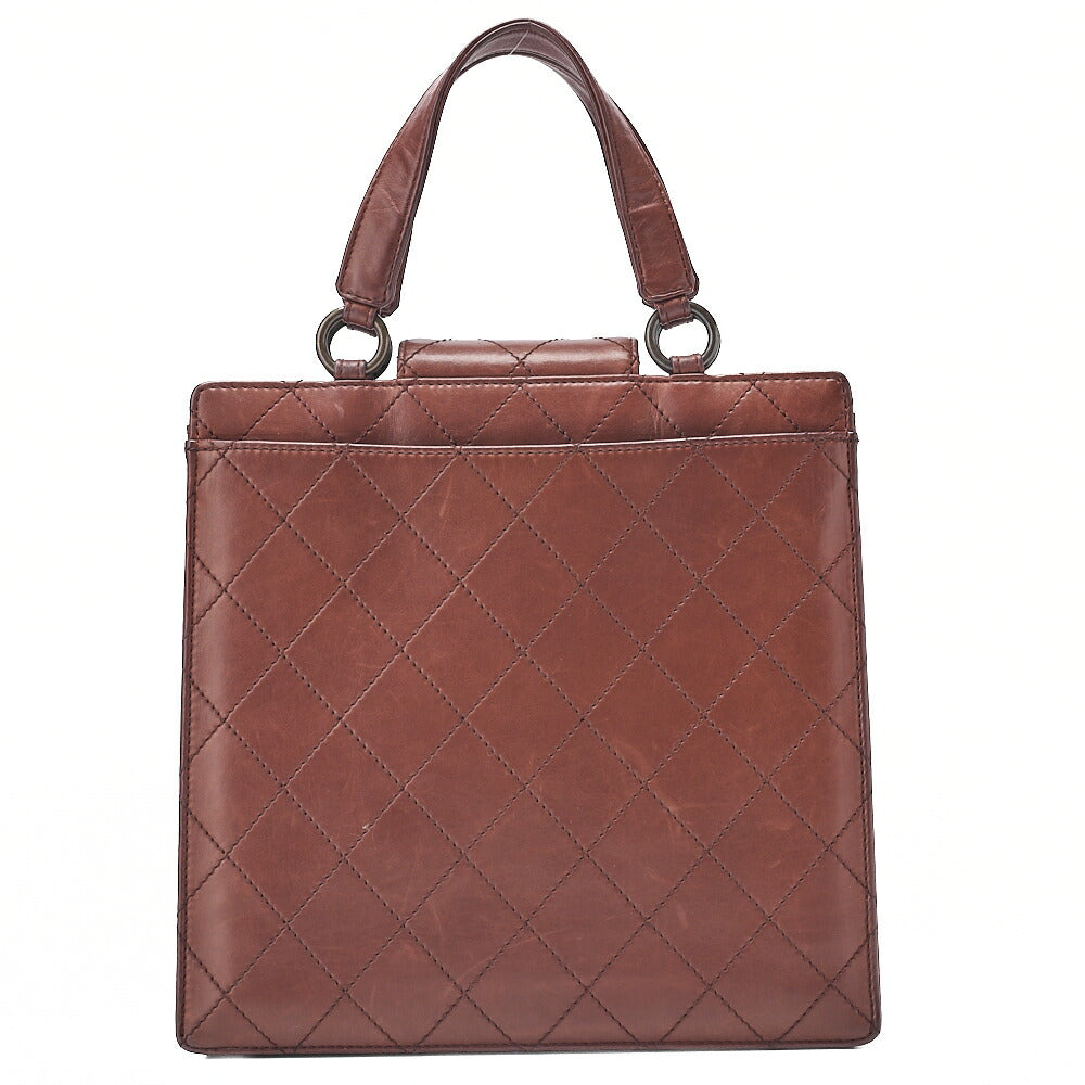 CHANEL Lambskin Matelasse Bicolore Handbag Brown Gold-Tone Hardware, Pre-Owned