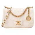 CHANEL Lambskin Minimat Telass? with Charm 2-Way Chain Shoulder White Gold-Tone Hardware, Pre-Owned