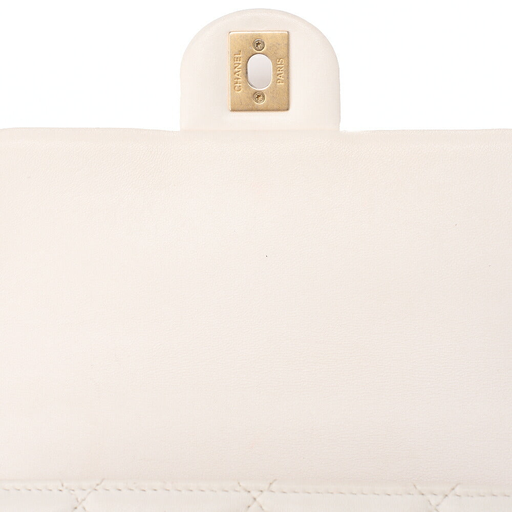 CHANEL Lambskin Minimat Telass? with Charm 2-Way Chain Shoulder White Gold-Tone Hardware, Pre-Owned