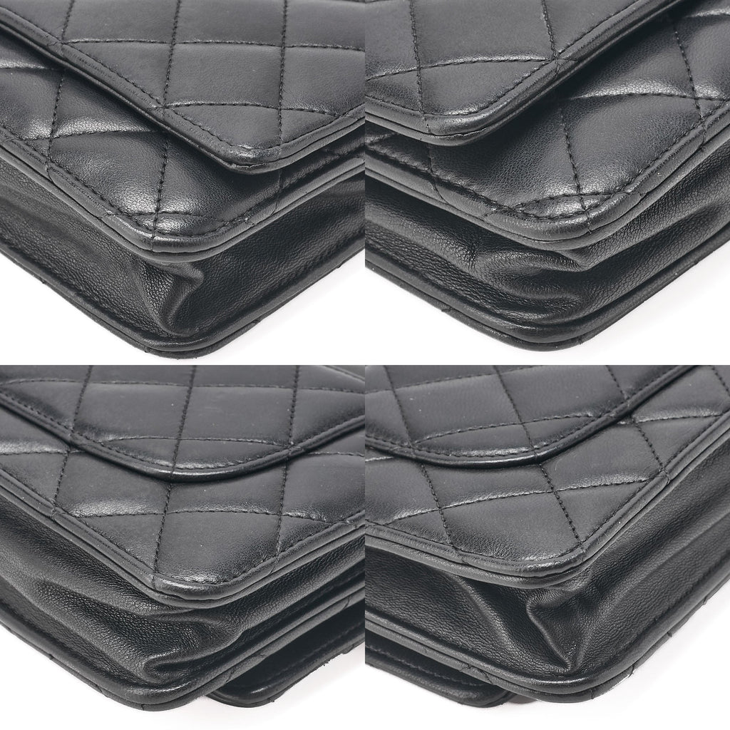CHANEL Matelasse Chain Wallet Lambskin Black Silver-Tone Hardware, Pre-Owned