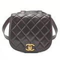 CHANEL Lambskin Matelasse Turnlock Waist Pouch Dark Brown Gold-Tone Hardware, Pre-Owned