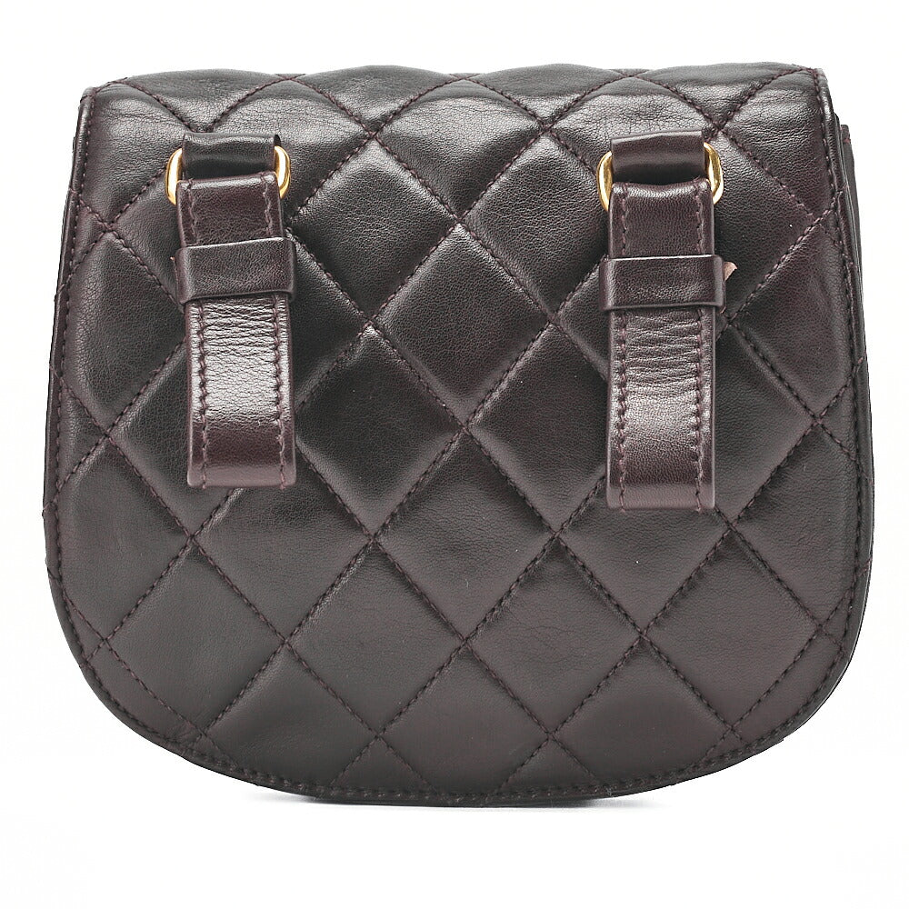 CHANEL Lambskin Matelasse Turnlock Waist Pouch Dark Brown Gold-Tone Hardware, Pre-Owned