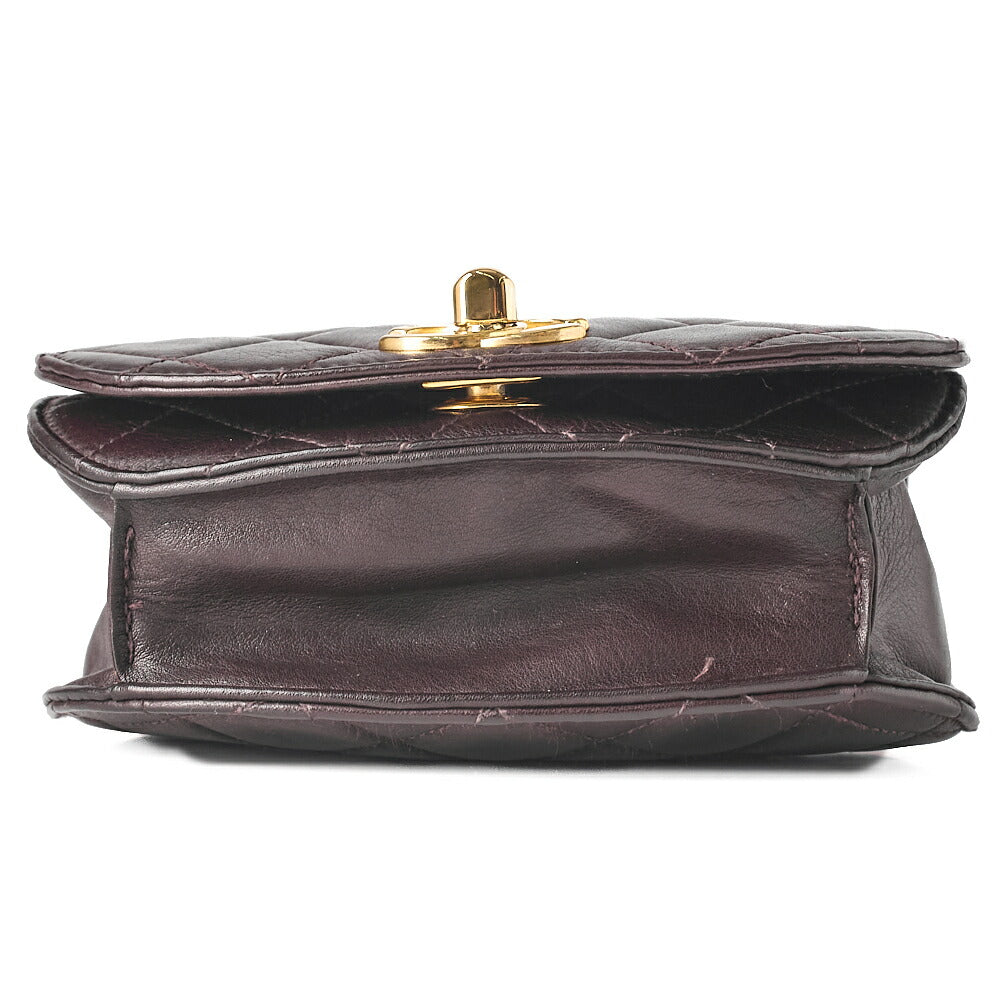CHANEL Lambskin Matelasse Turnlock Waist Pouch Dark Brown Gold-Tone Hardware, Pre-Owned