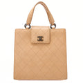 CHANEL Lambskin Matelasse Bicolole Handbag Beige Gold-Tone Hardware, Pre-Owned