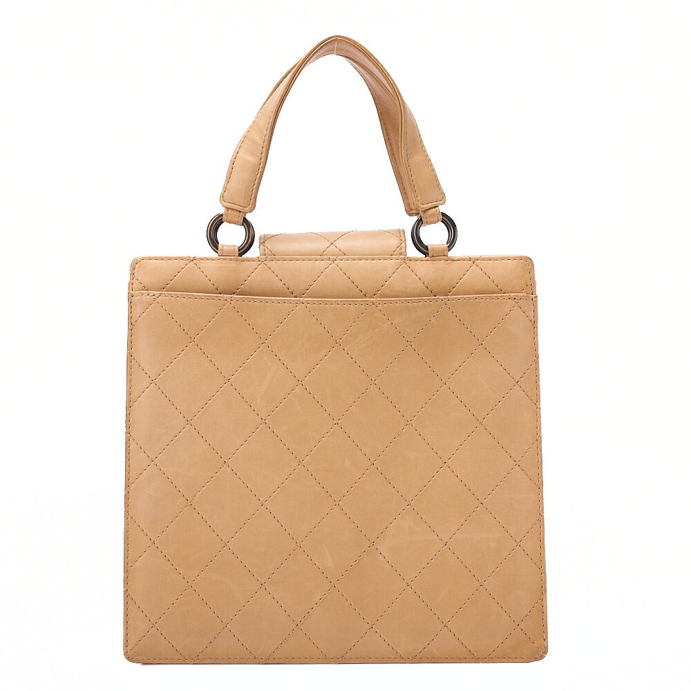 CHANEL Lambskin Matelasse Bicolole Handbag Beige Gold-Tone Hardware, Pre-Owned