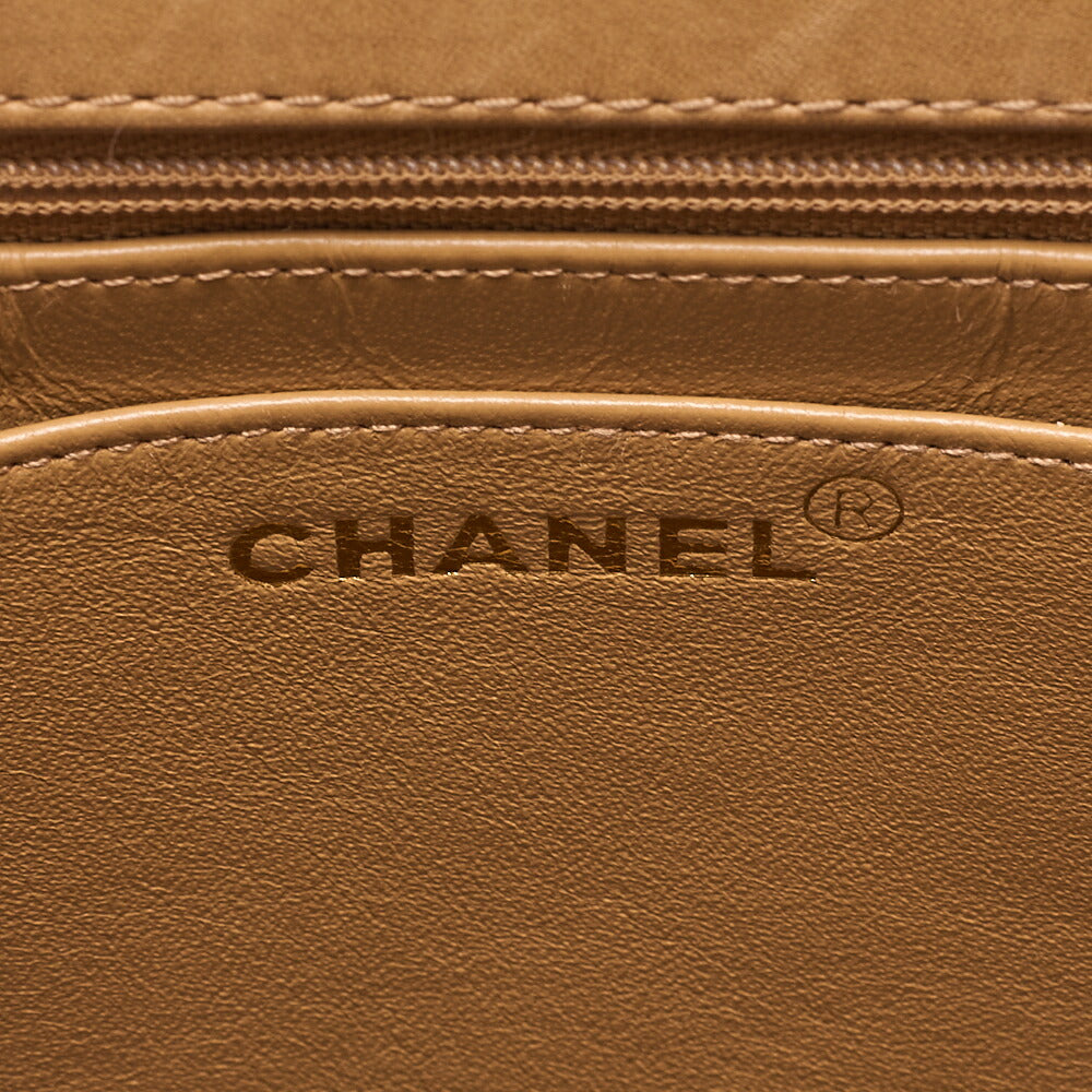 CHANEL Lambskin Matelasse Bicolole Handbag Beige Gold-Tone Hardware, Pre-Owned