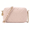 CHANEL Lambskin Matelasse Plate Charm Chain Shoulder Pink Gold-Tone Hardware, Pre-Owned