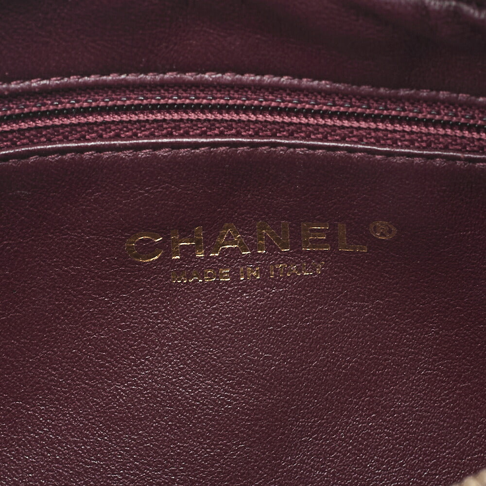 CHANEL Lambskin Matelasse Plate Charm Chain Shoulder Pink Gold-Tone Hardware, Pre-Owned