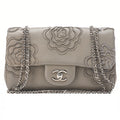 CHANEL Calfskin Follies Beads Embroidery Chain Shoulder Bag Gray Silver-Tone Hardware, Pre-Owned