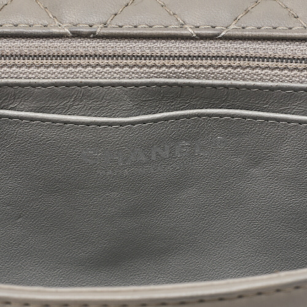 CHANEL Calfskin Follies Beads Embroidery Chain Shoulder Bag Gray Silver-Tone Hardware, Pre-Owned