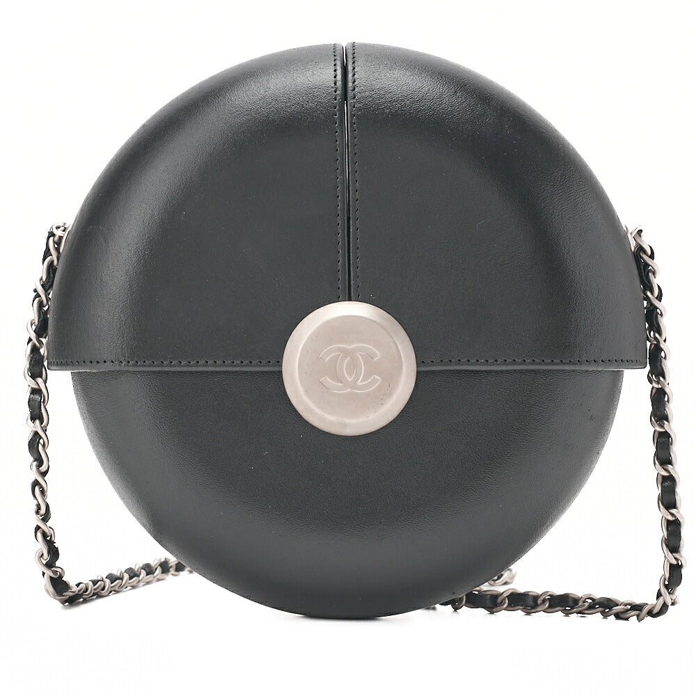 CHANEL Coco Mark Evening in the Air Chain Shoulder Lambskin Black Silver-Tone Hardware, Pre-Owned