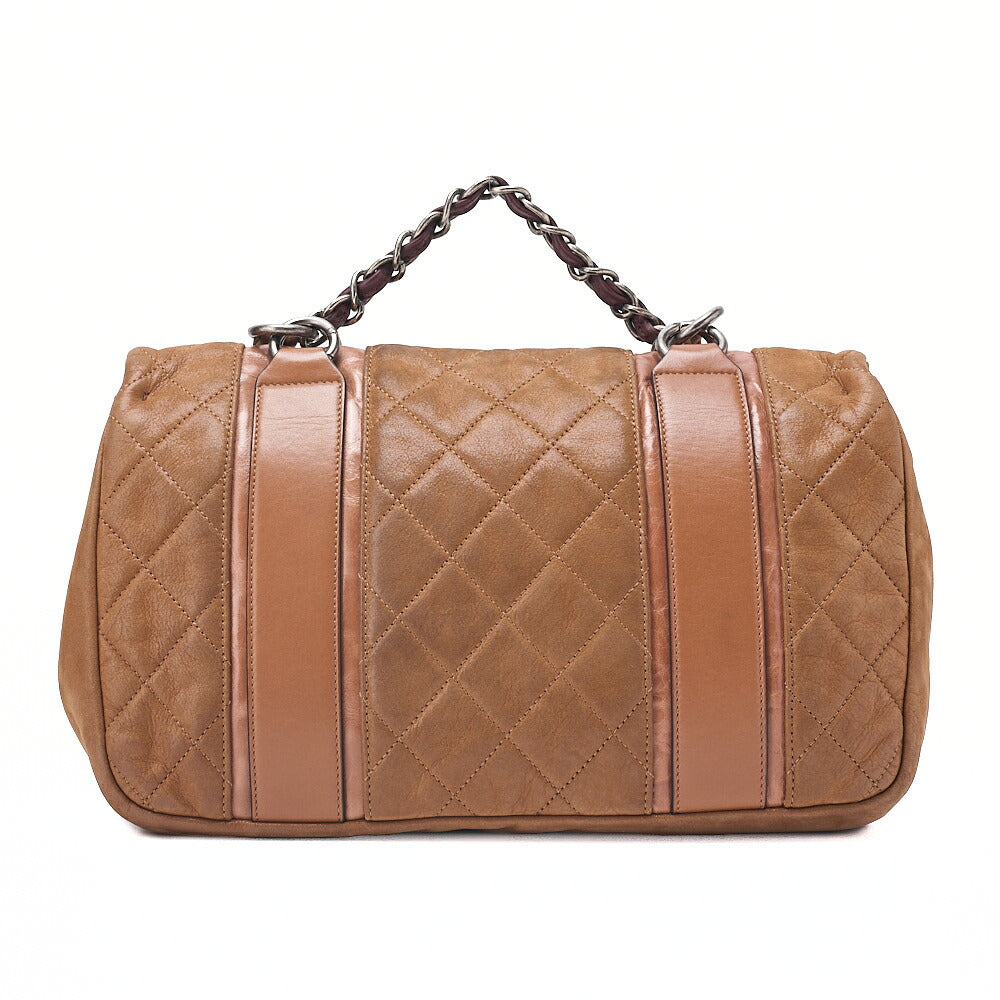 CHANEL Sparkle Leather Double Turn Lock 2-Way Chain Shoulder Brown Silver-Tone Hardware, Pre-Owned