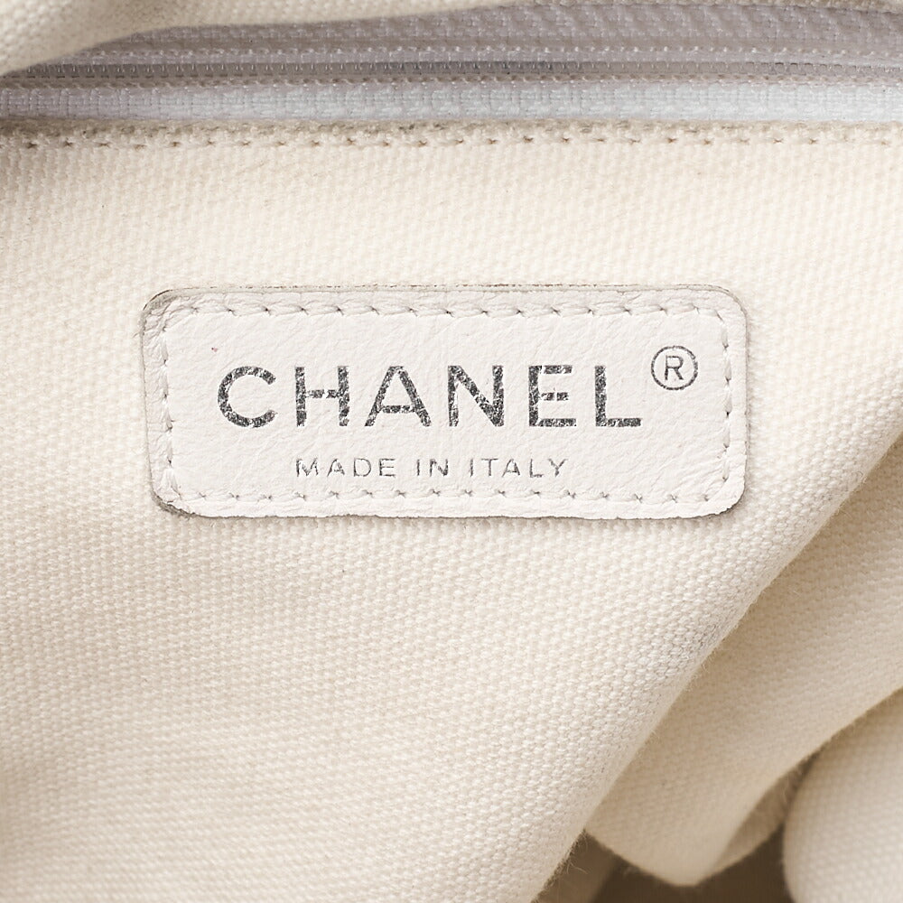 CHANEL Lambskin Punching Coco Mark Coco Charm Chain Handbag Black Silver-Tone Hardware, Pre-Owned