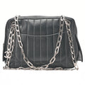 CHANEL Lambskin New Mademoiselle Coco Charm Shoulder Bag Black Silver-Tone Hardware, Pre-Owned