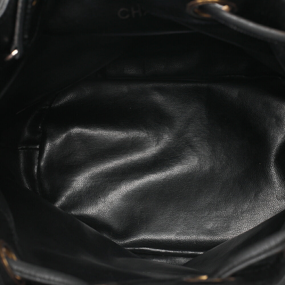 CHANEL Lambskin Matelasse Bicolore Drawstring Style Chain Shoulder Black Gold-Tone Hardware, Pre-Owned