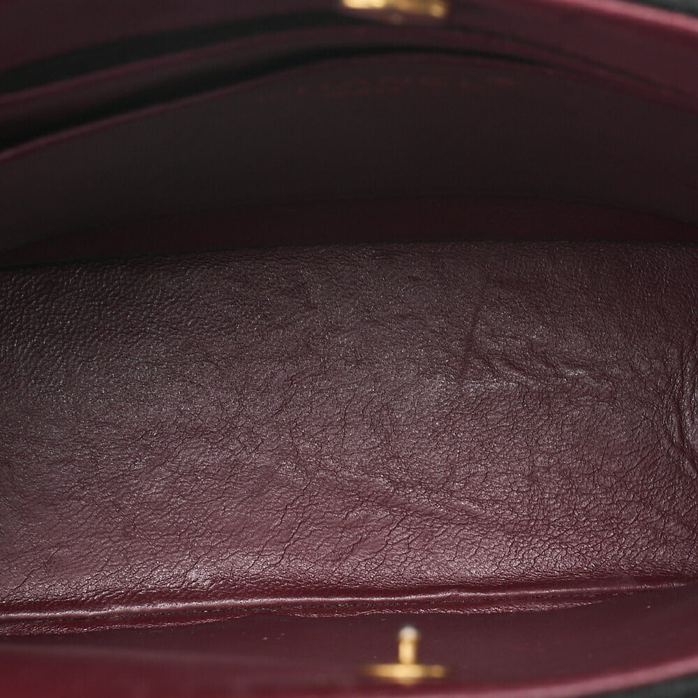 CHANEL Lambskin x Cotton Matelasse Coco Mark Double Chain Shoulder Bag Black Gold-Tone Hardware, Pre-Owned
