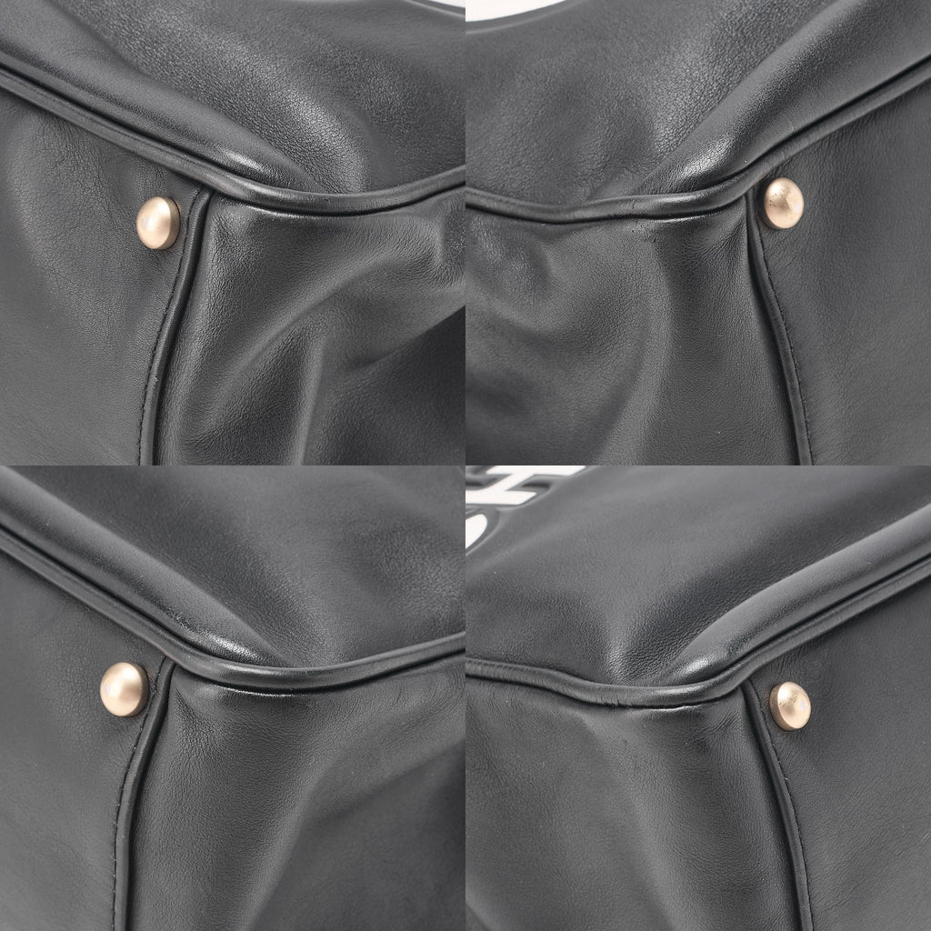 CHANEL Camellia Line Tote Bag Lambskin Black x White Gold-Tone Hardware, Pre-Owned
