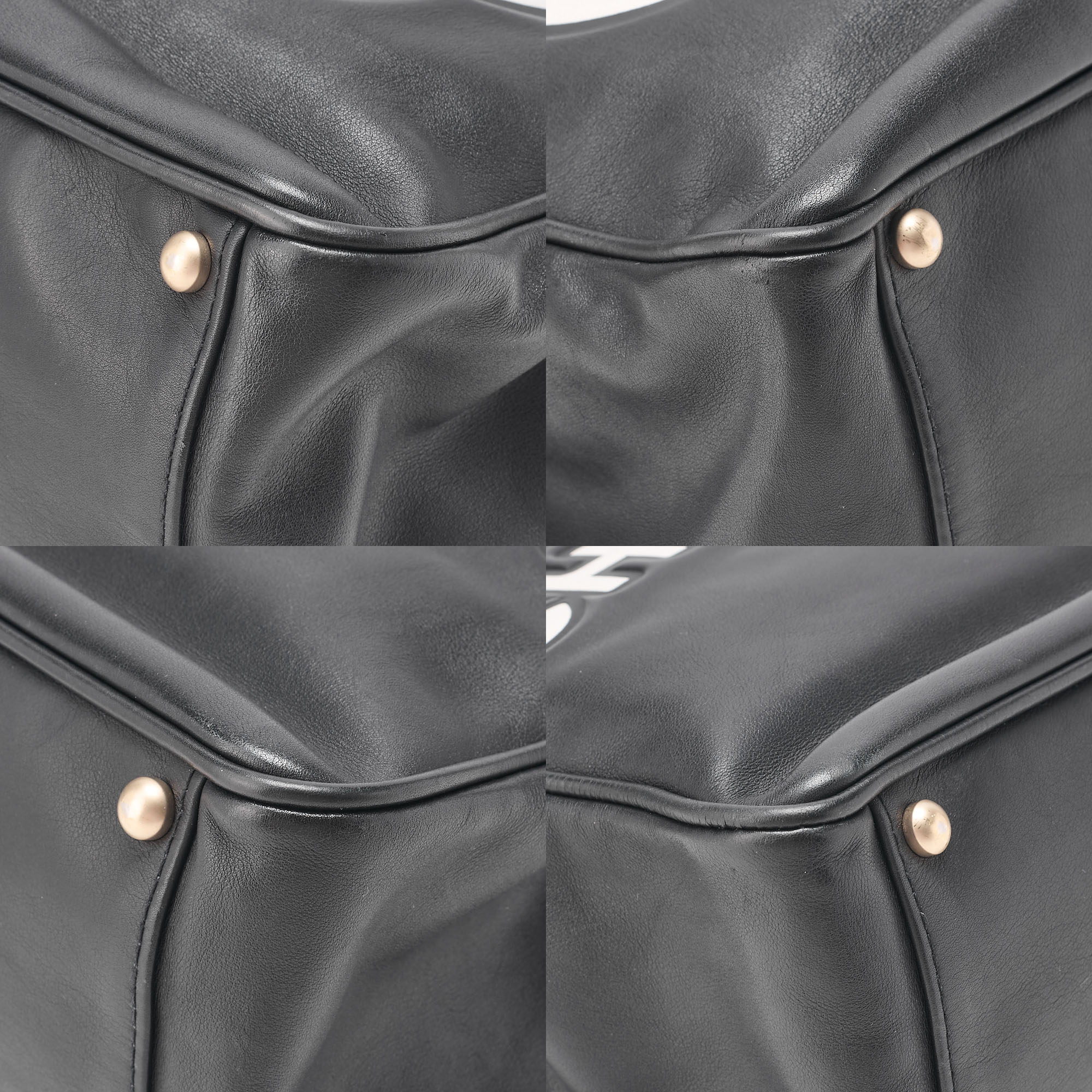 CHANEL Camellia Line Tote Bag Lambskin Black x White Gold-Tone Hardware, Pre-Owned