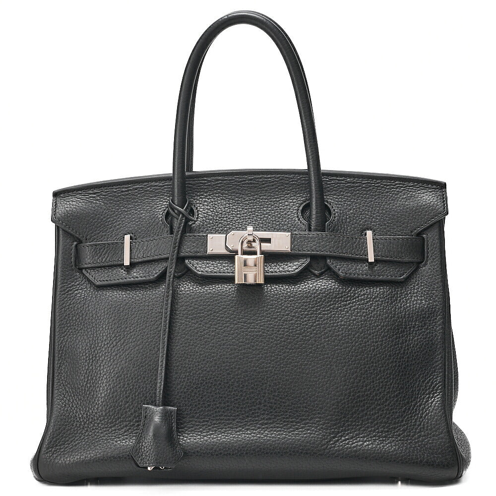 HERMES Birkin 30 Handbag Taryon Black Silver-Tone Hardware, Pre-Owned