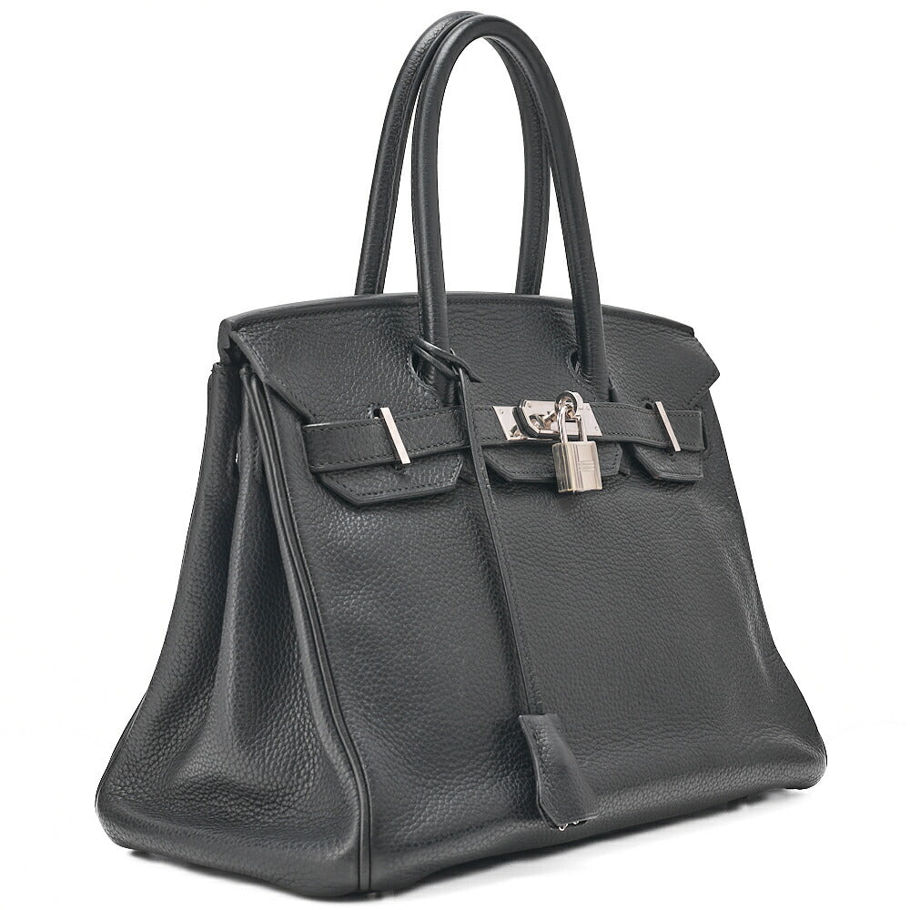 HERMES Birkin 30 Handbag Taryon Black Silver-Tone Hardware, Pre-Owned