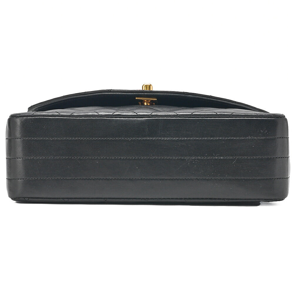 CHANEL Lambskin Matelasse Round Flap Chain Shoulder Black Gold-Tone Hardware, Pre-Owned