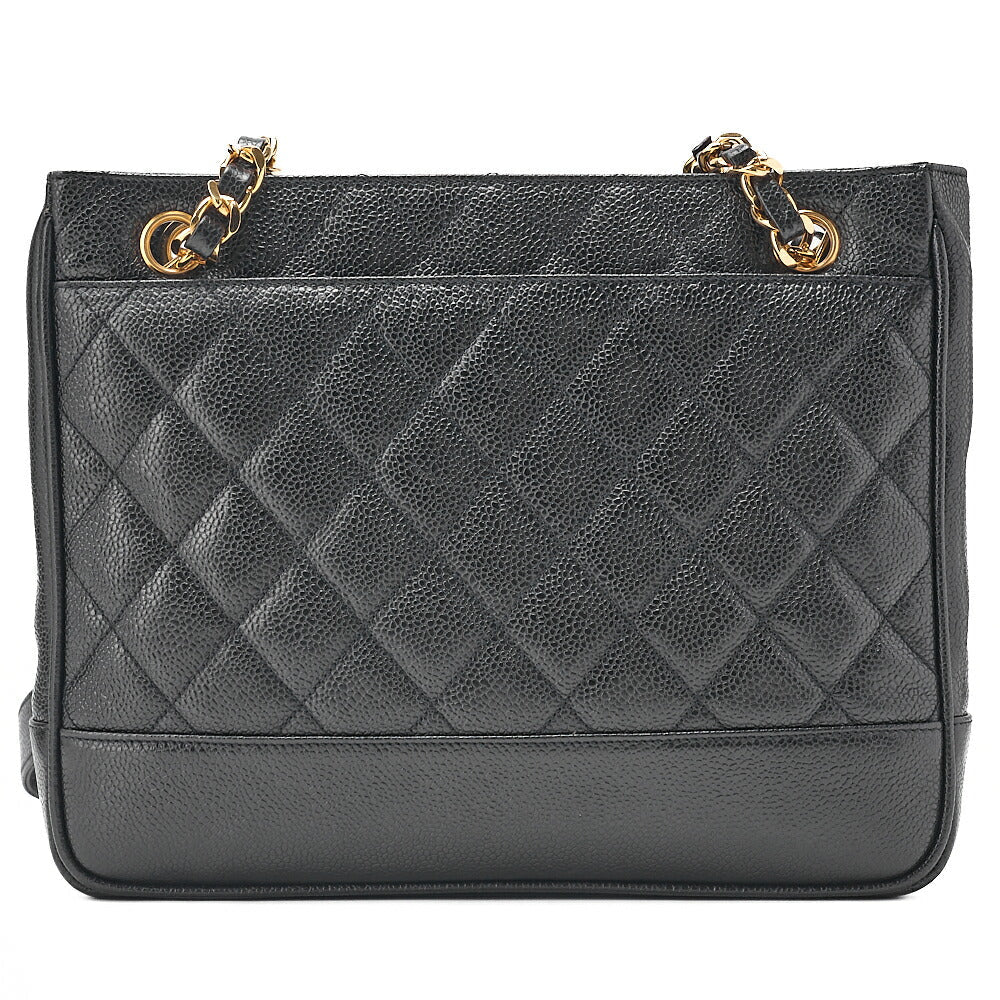 CHANEL Matelasse Chain Shoulder with Ball Charm Caviar Skin Black Gold-Tone Hardware, Pre-Owned