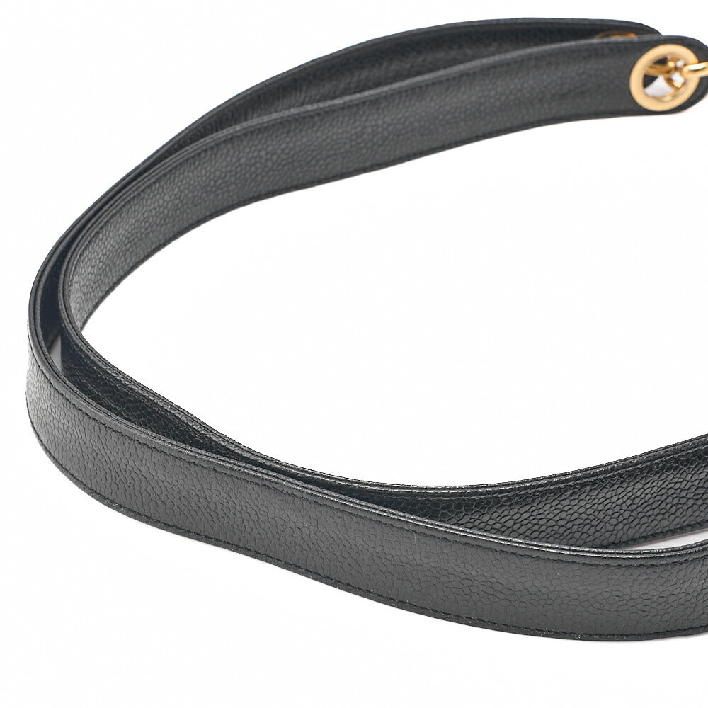 CHANEL Matelasse Chain Shoulder with Ball Charm Caviar Skin Black Gold-Tone Hardware, Pre-Owned